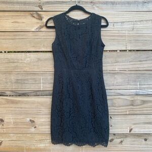 Eva Mendes Lace Sheath Dress Black Sleeveless Size 2 Bow Detail